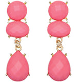 Pink Elegant Faceted Teardrop Post Earrings