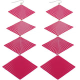Pink Long Wavy Metal Dangle Earrings