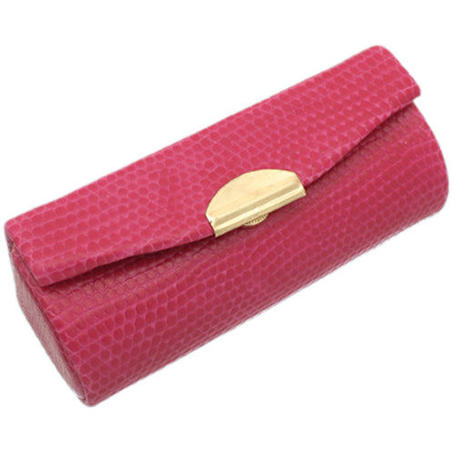 Pink Faux Leather Lipstick Holder Case