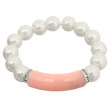 Pink Faux Pearl Beaded Stretch Bracelet
