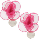 Pink Tulle Faux Pearl Stud Earrings