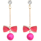 Pink gemstone bar stick earrings