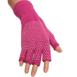 Pink Dotted Fingerless Mitten Gloves