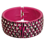 Pink Black Five Row Hinged Zebra Bracelet