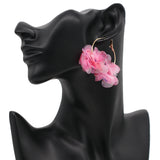 Pink Floral Tulle Mini Hoop Earrings