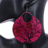 Pink Large Floral Pattern Metal Earrings