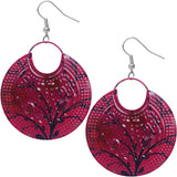 Pink Large Floral Pattern Metal Earrings