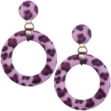 Pink Cheetah Faux Fur Hoop Earrings