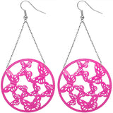 Pink Gigantic Butterfly Chain Earrings