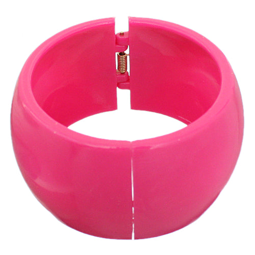 Pink Glossy Hinged Bangle Bracelet