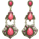 Pink Gold Faceted Teardrop Rhinestone Post Earrings