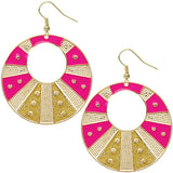 Pink Gold Round Studded Glitter Earrings