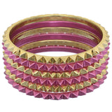 Pink Two-Tone Spike Stacked Bracelet