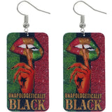 Pink Green Unapologetically Black Wooden Earrings