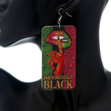 Pink Green Unapologetically Black Wooden Earrings