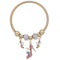 Pink Fireball High Heel Shoe Charm Stretch Bracelet