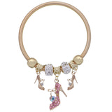 Pink Fireball High Heel Shoe Charm Stretch Bracelet