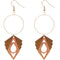 Peach Geometric Wooden Hoop Earrings