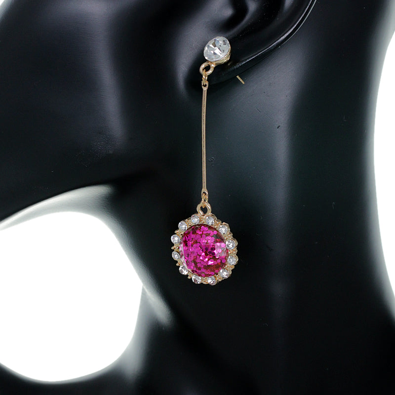 Pink Confetti Vertical Bar Drop Earrings
