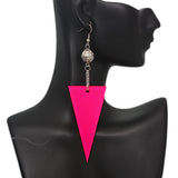 Pink Inverted Triangle Drop Chain Dangle Earrings