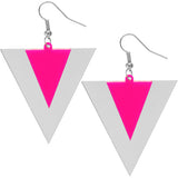 Pink Upside Down Triangle Mirrored Earrings