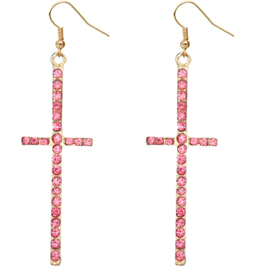 Pink Cross Earrings