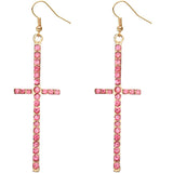 Pink Cross Earrings