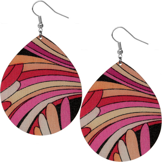 Pink Large Acrylic Teardrop Earrings