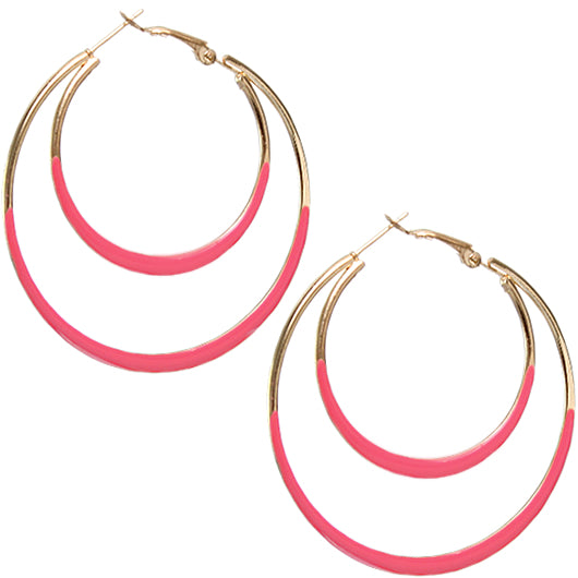 Pink Double Layered Hoop Earrings