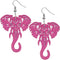 Pink Large Elephant Trunk Wooden Earrings