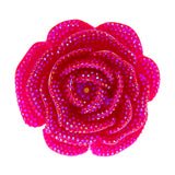 Dark Pink Large Glitter Flower Stretch Ring