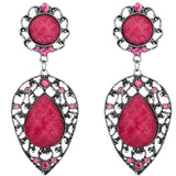 Pink Teardrop Gemstone Link Post Earrings