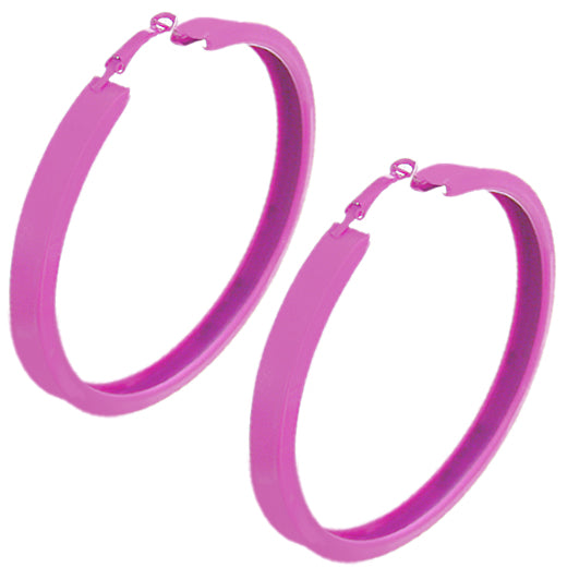 Pink Large Metal Hoop Earrings