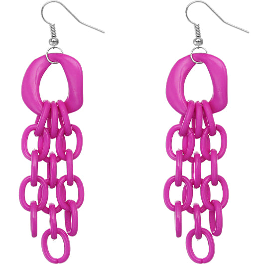 Pink Link Acrylic Dangle Earrings