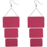 Pink Triple Square Link Drop Earrings