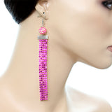 Pink Sparkle Mesh Fireball Dangle Earrings