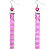 Pink Sparkle Mesh Fireball Dangle Earrings