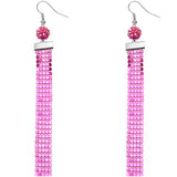 Pink Sparkle Mesh Fireball Dangle Earrings