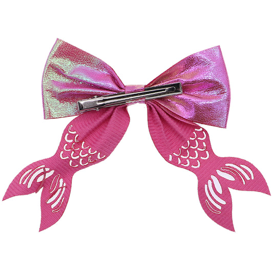 Pink Mermaid Tail Hair Bow Barrette