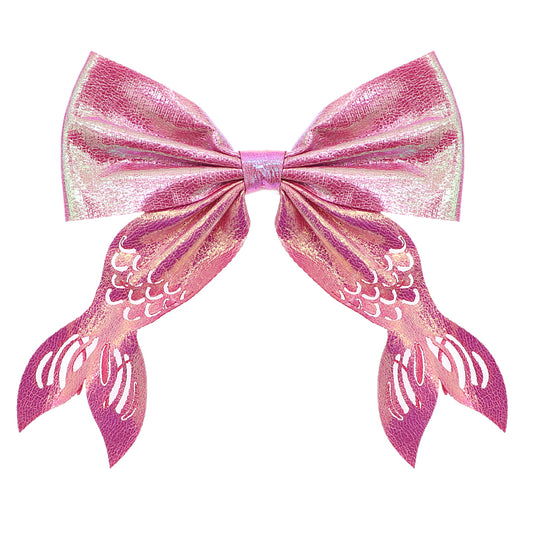 Pink Mermaid Tail Hair Bow Barrette