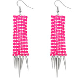 Pink Mesh Spike Dangle Earrings