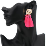 Pink Metal Tassel Dangle Earrings