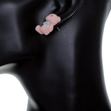 Pink Bow Tie Mini Teddy Bear Earrings