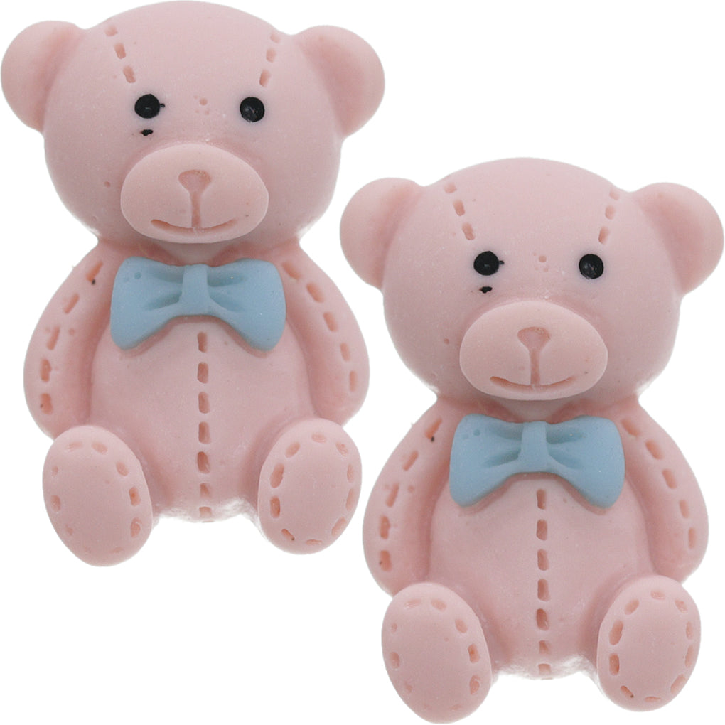 Pink Bow Tie Mini Teddy Bear Earrings