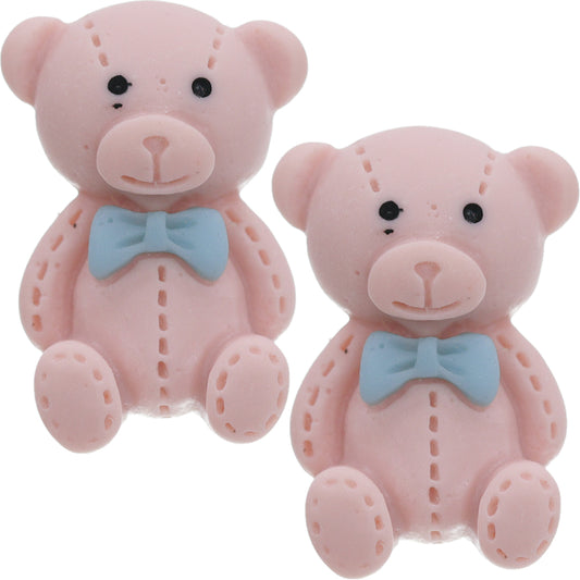 Pink Bow Tie Mini Teddy Bear Earrings