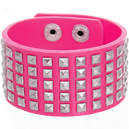 Pink Mini Studded Pyramid Snap Bracelet