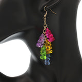 Pink Multicolor Cascade Gummy Bear Drop Chain Earrings