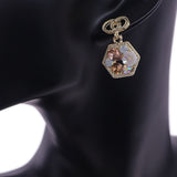 Pink Faux Gemstone Double Circle Post Earrings