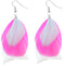 Pink Multicolor Feather Drop Earrings