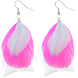 Pink Multicolor Feather Drop Earrings